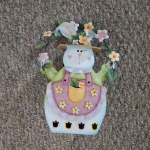 Vintage Home Interiors Floral Bunny Candle Holder